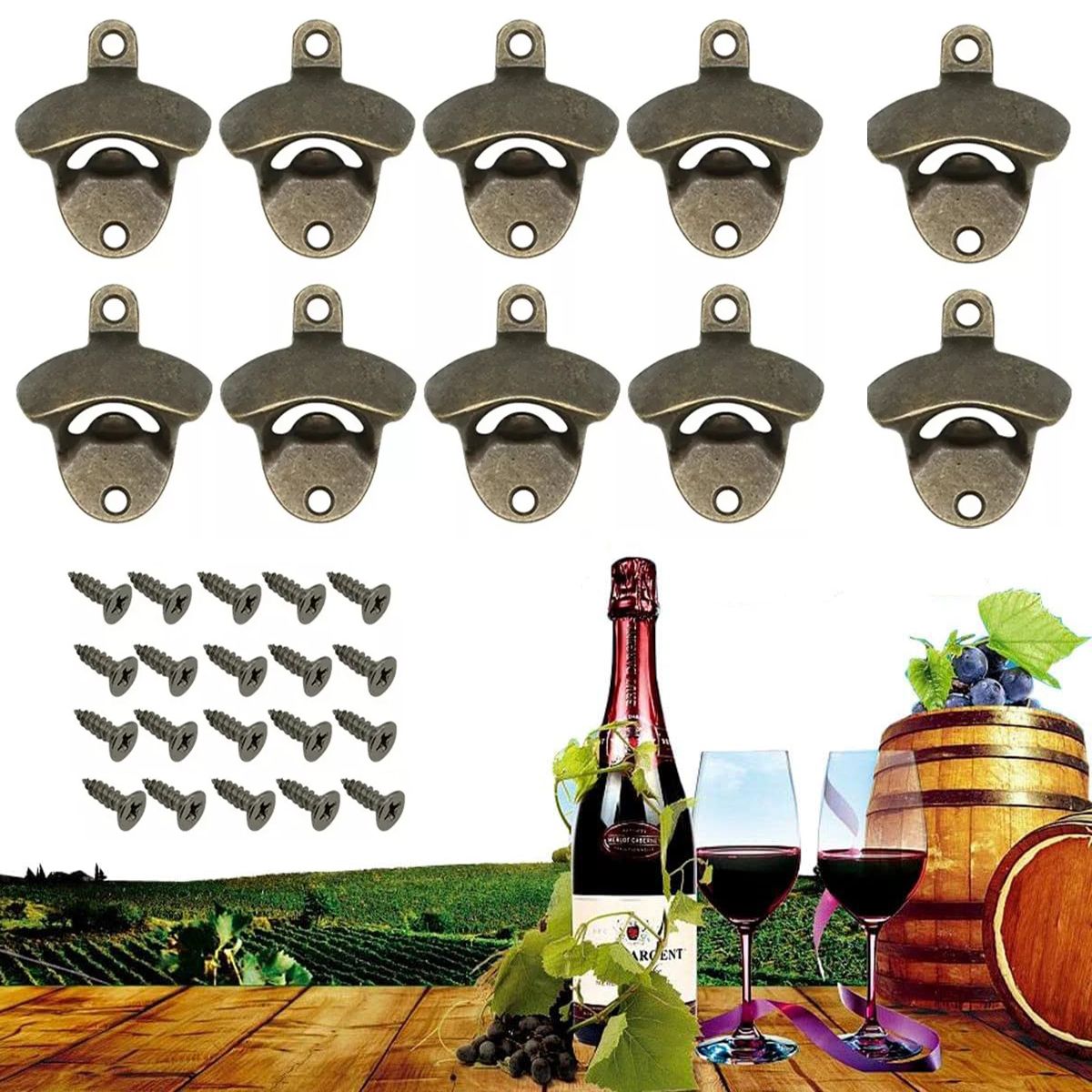 GENERICO - 10pc Abrebotellas De Cerveza Rústica Para Montar En La Pared