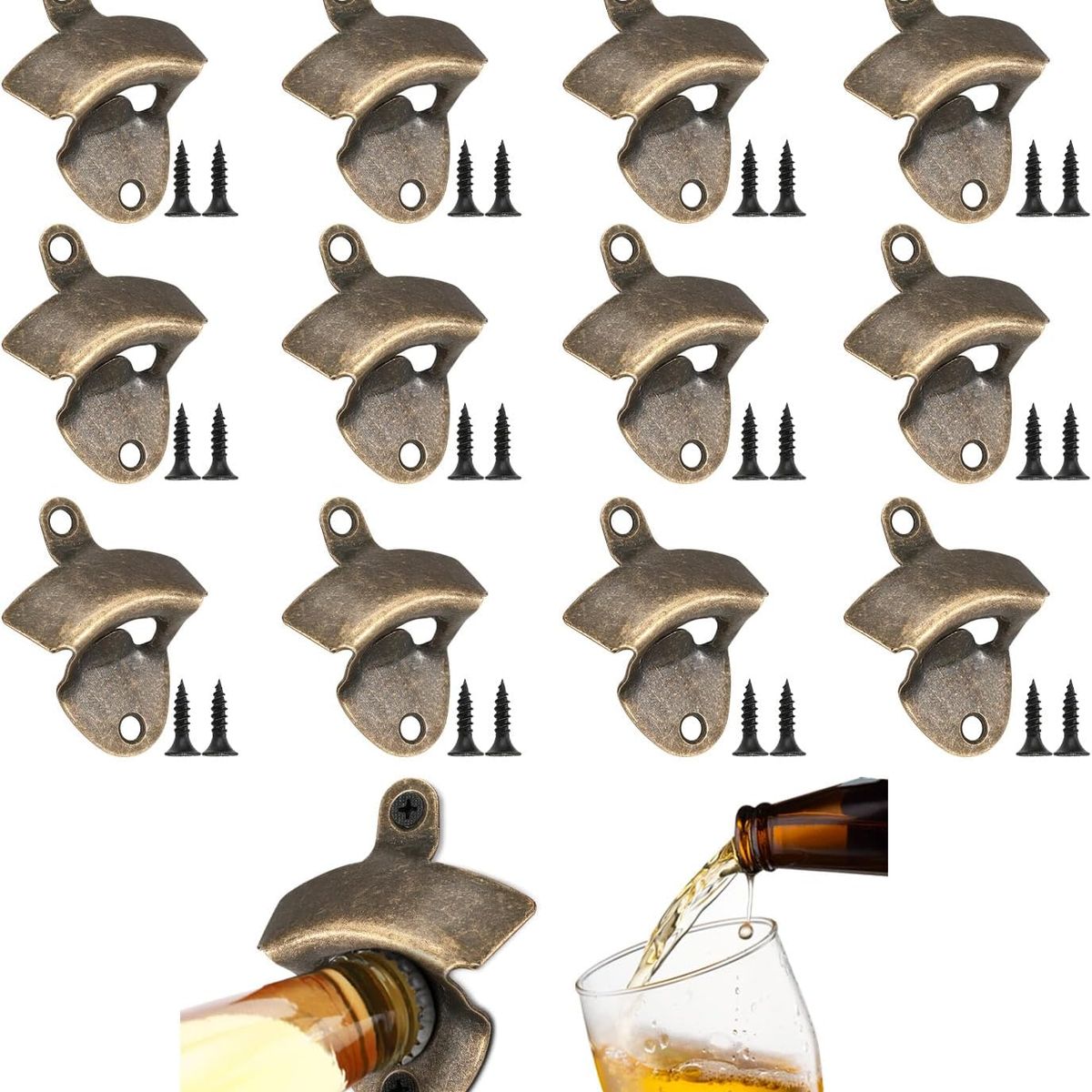 GENERICO - Abrebotellas De Pared 12pc Con Tornillos Para Fiestas Bares