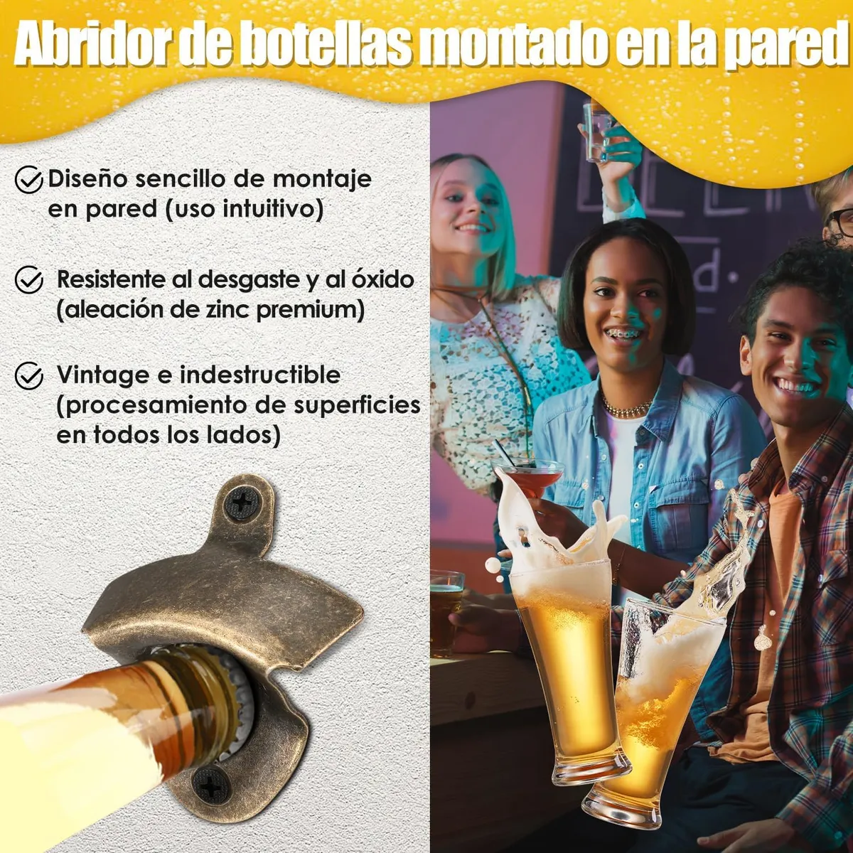 GENERICO - Abrebotellas De Pared 12pc Con Tornillos Para Fiestas Bares