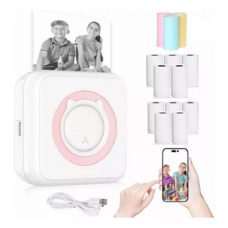 GENERICO - Mini Impresora Térmica Portátil Bluetooth Accesorios 13 Roll