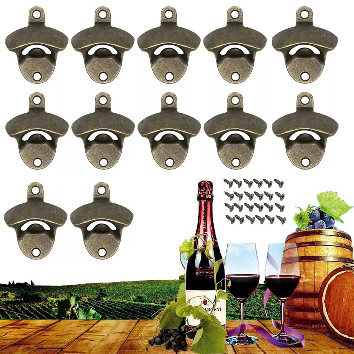 GENERICO - 12pc Abrebotellas De Cerveza Rústica Para Montar En La Pared