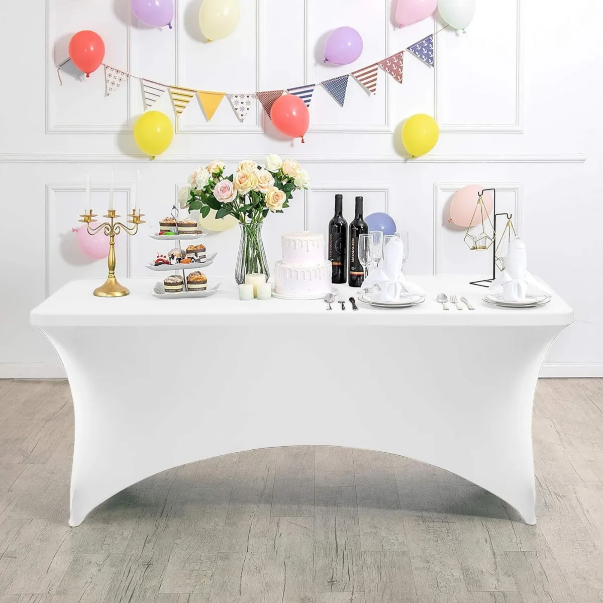 GENERICO - Funda Mesa Rectangular Spandex1807575cm Blanco