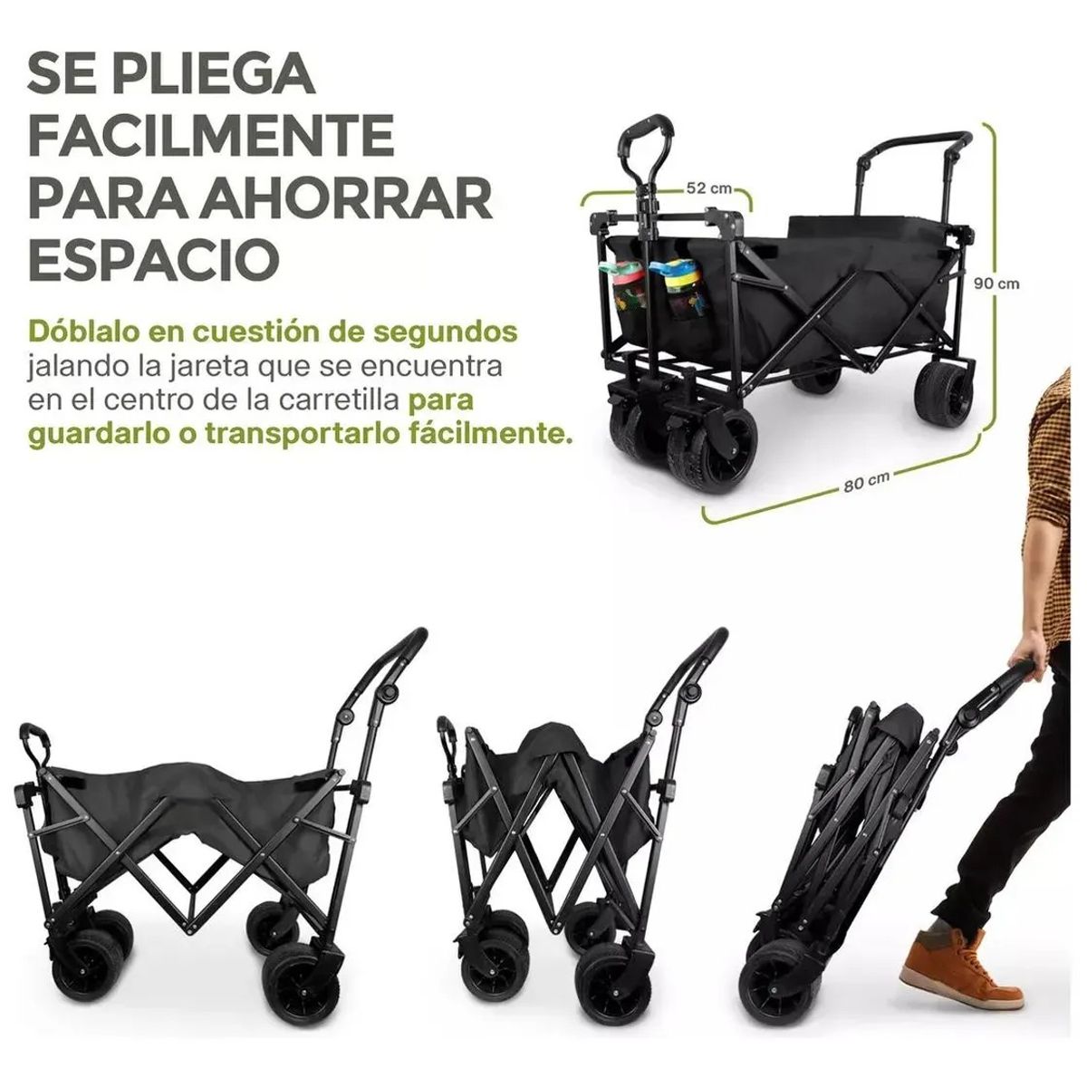 KUANGYE - Carrito Plegable Portátil Carriola Para Exteriores Con Toldo