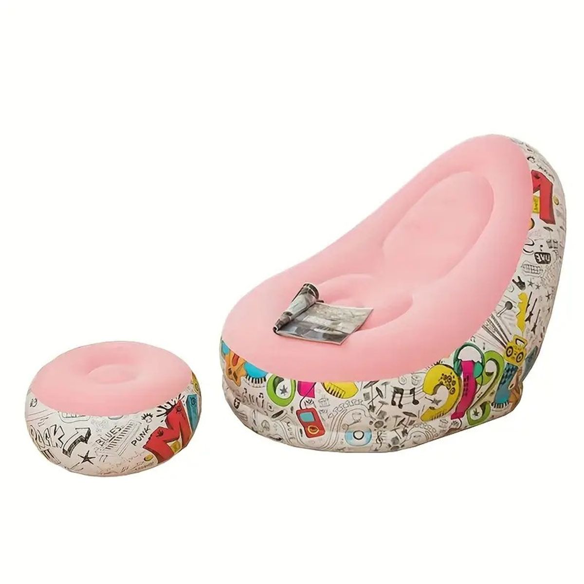 GENERICO - Sofá Inflable con Respaldo + Base 62x62cm  PVC Antideslizante  Plegable en 10s