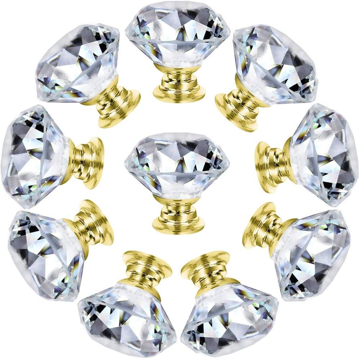 KUANGYE - Tirador Cristal Forma Diamante Para Cajón Armario 20pcs