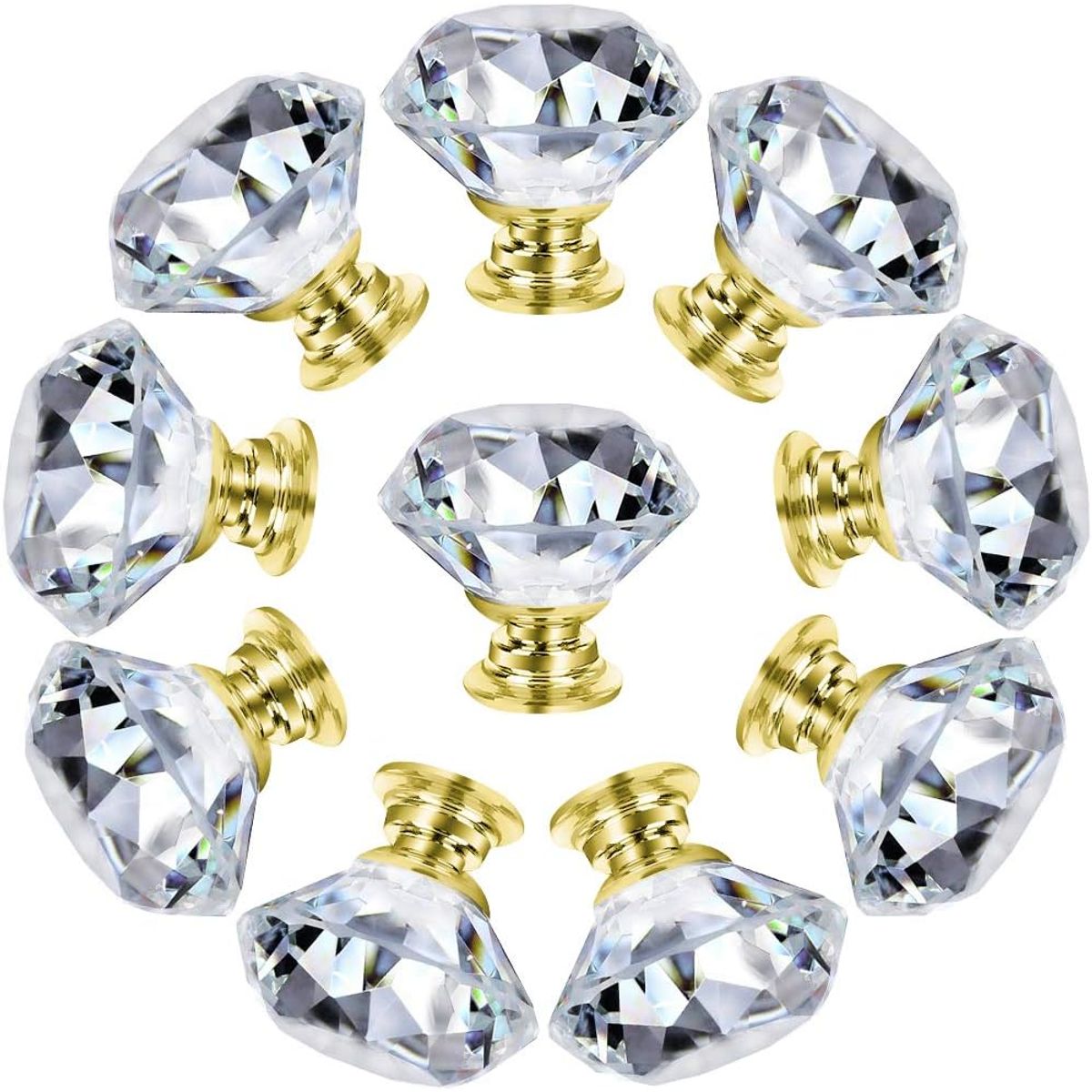 KUANGYE - Tirador Cristal Forma Diamante Para Cajón Armario 20pcs