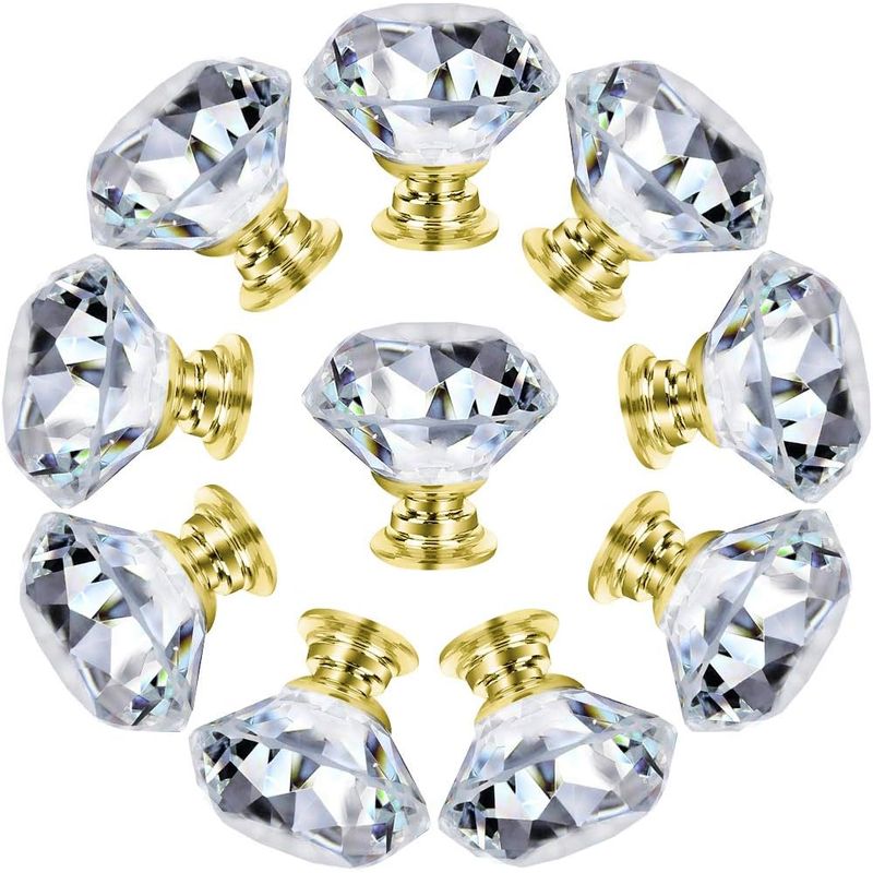 KUANGYE - Tirador Cristal Forma Diamante Para Cajón Armario 20pcs