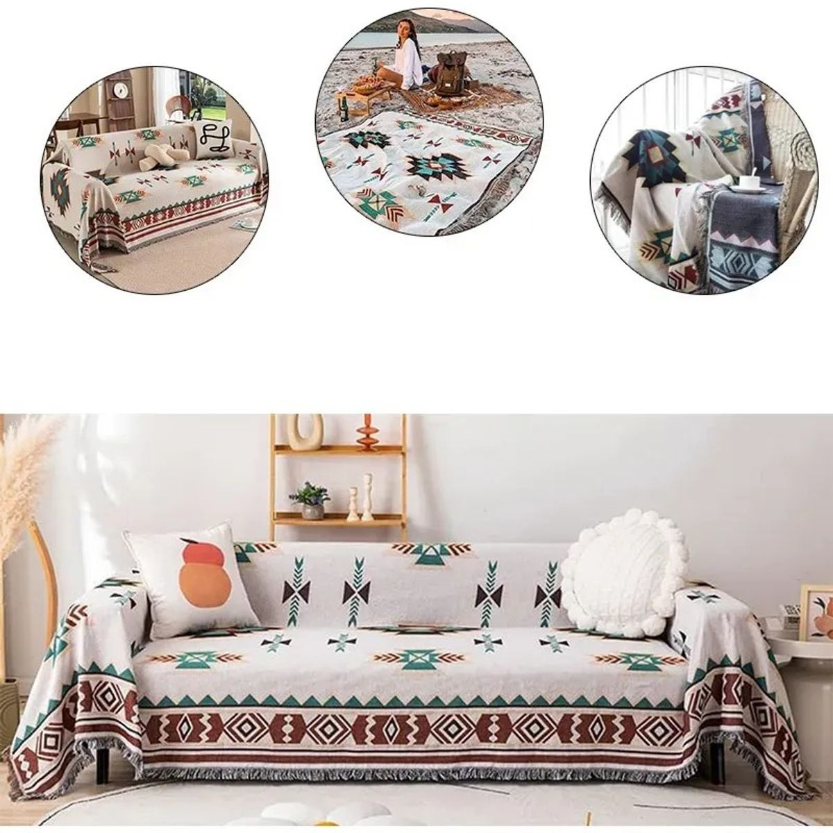 KUANGYE - Manta Decorativa Para Sillon Sofa O Pie De Cama Reversible