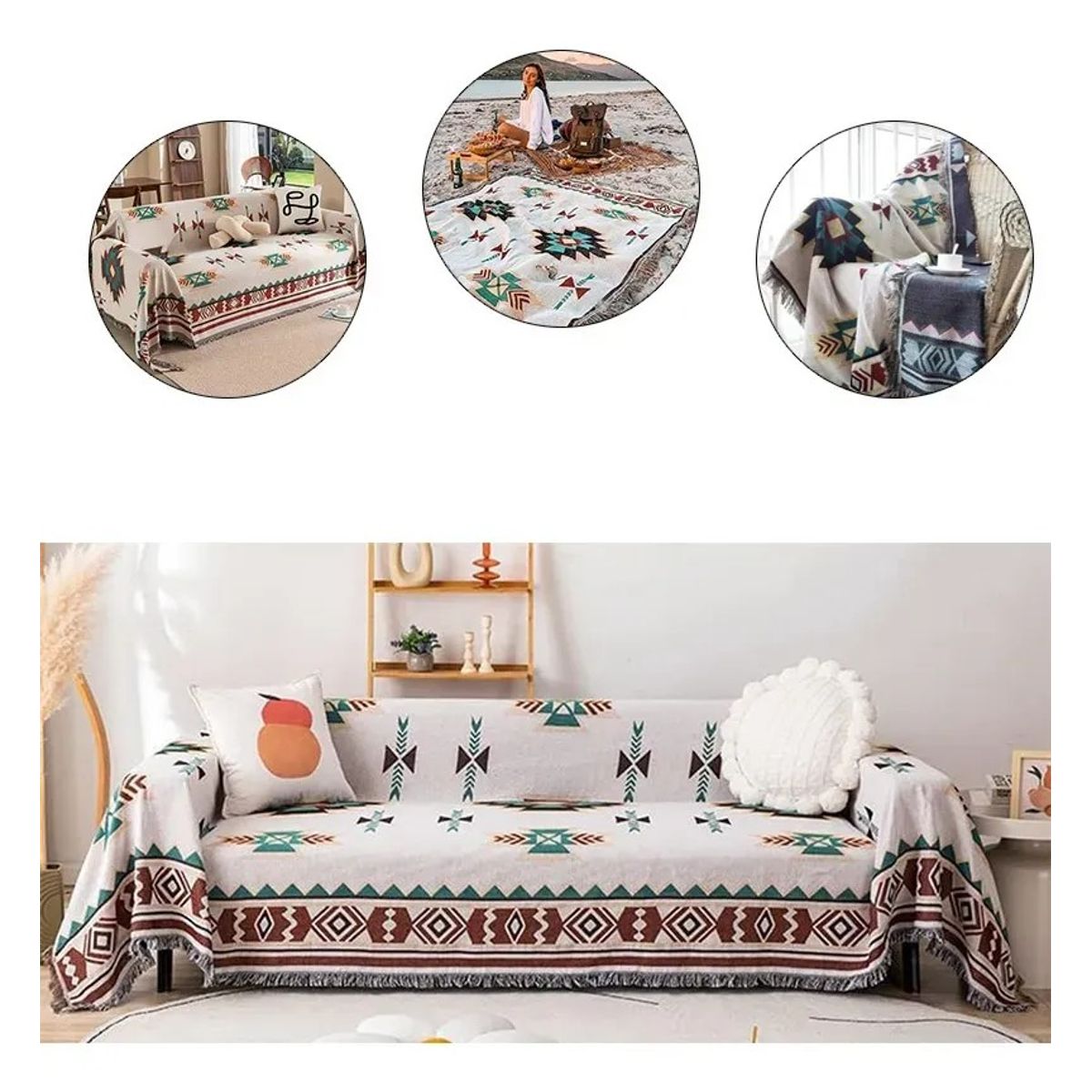 KUANGYE - Manta Decorativa Para Sillon Sofa O Pie De Cama Reversible