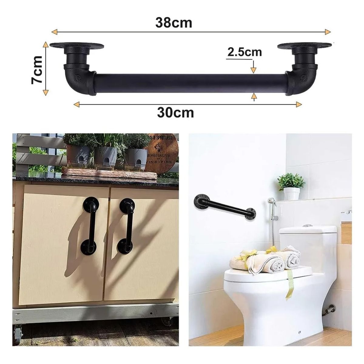 TNAKIEX - Jaladera Metal Negro Tirador Manija De Puerta Granero 38cm