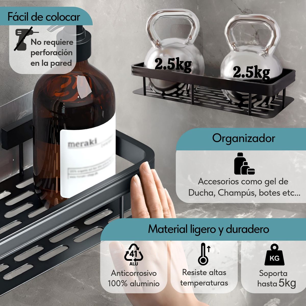 GENERICO - Juego De 2 Estanteria Ducha Para Baño Para Baño Cocina Hotel
