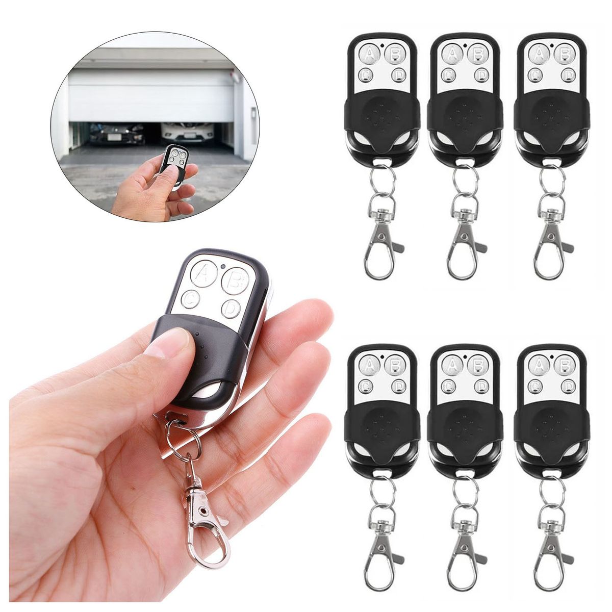 GENERICO - Pack 6 Control Remoto Portón Eléctrico Universal 433 Mhz