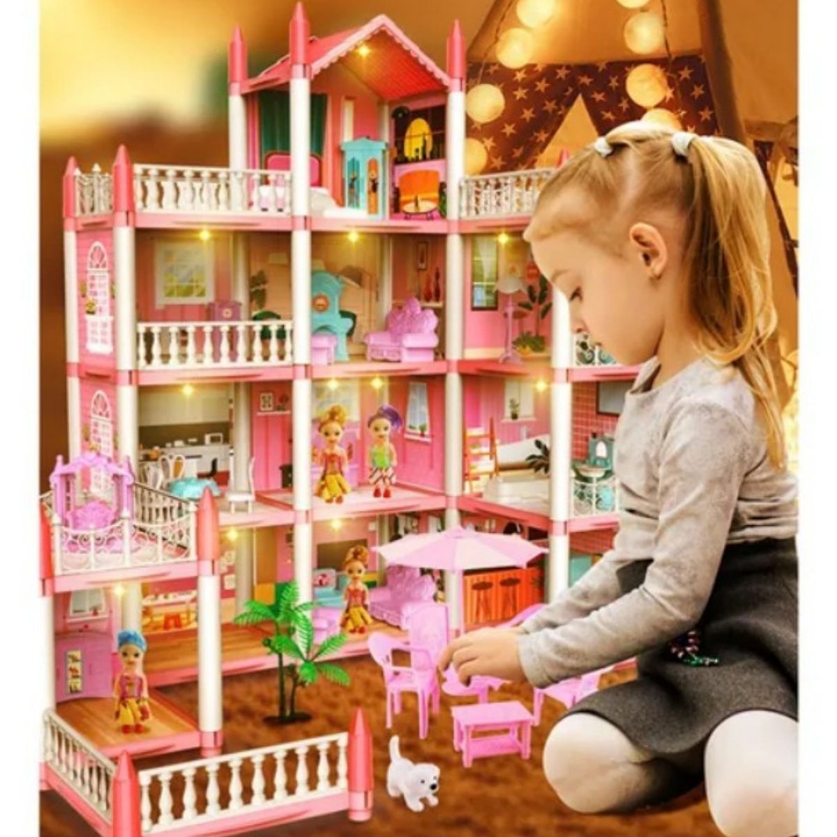 GENERICO - Casita Casa De Muñecas Con Muebles Castillo Diy Juguete