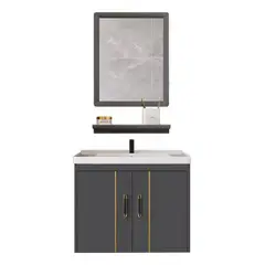 GENERICO - Kit De Lavabo Rectangular Para Baño Con Espejo Armario Grifo