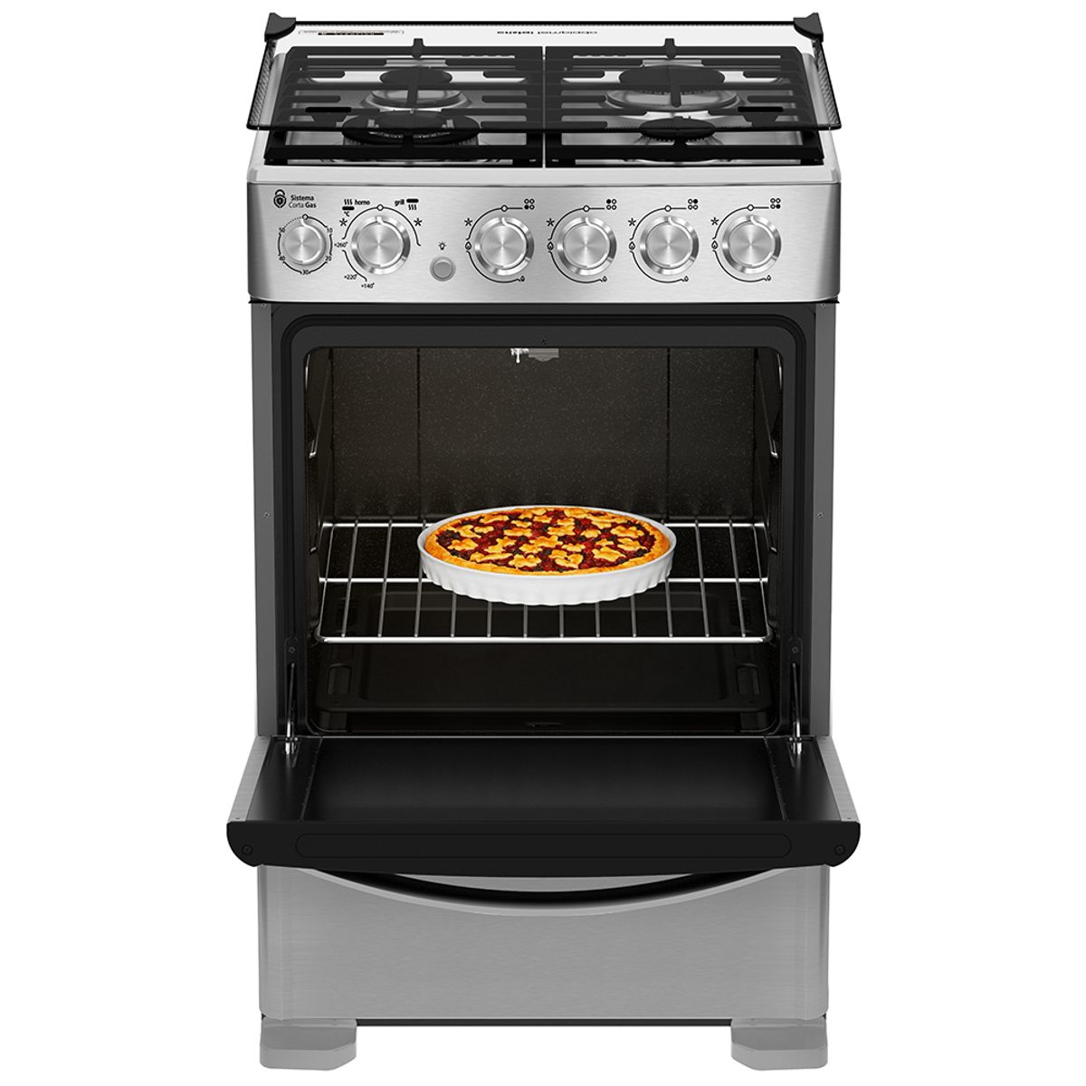 MABE - Cocina a Gas 4 platos 55cm Grill superior CMC5560FX0 Mabe