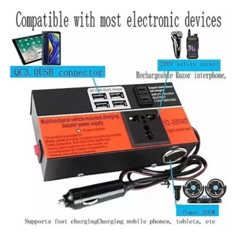 GENERICO - Inversor de Corriente 1500W 12V a 220V para Auto