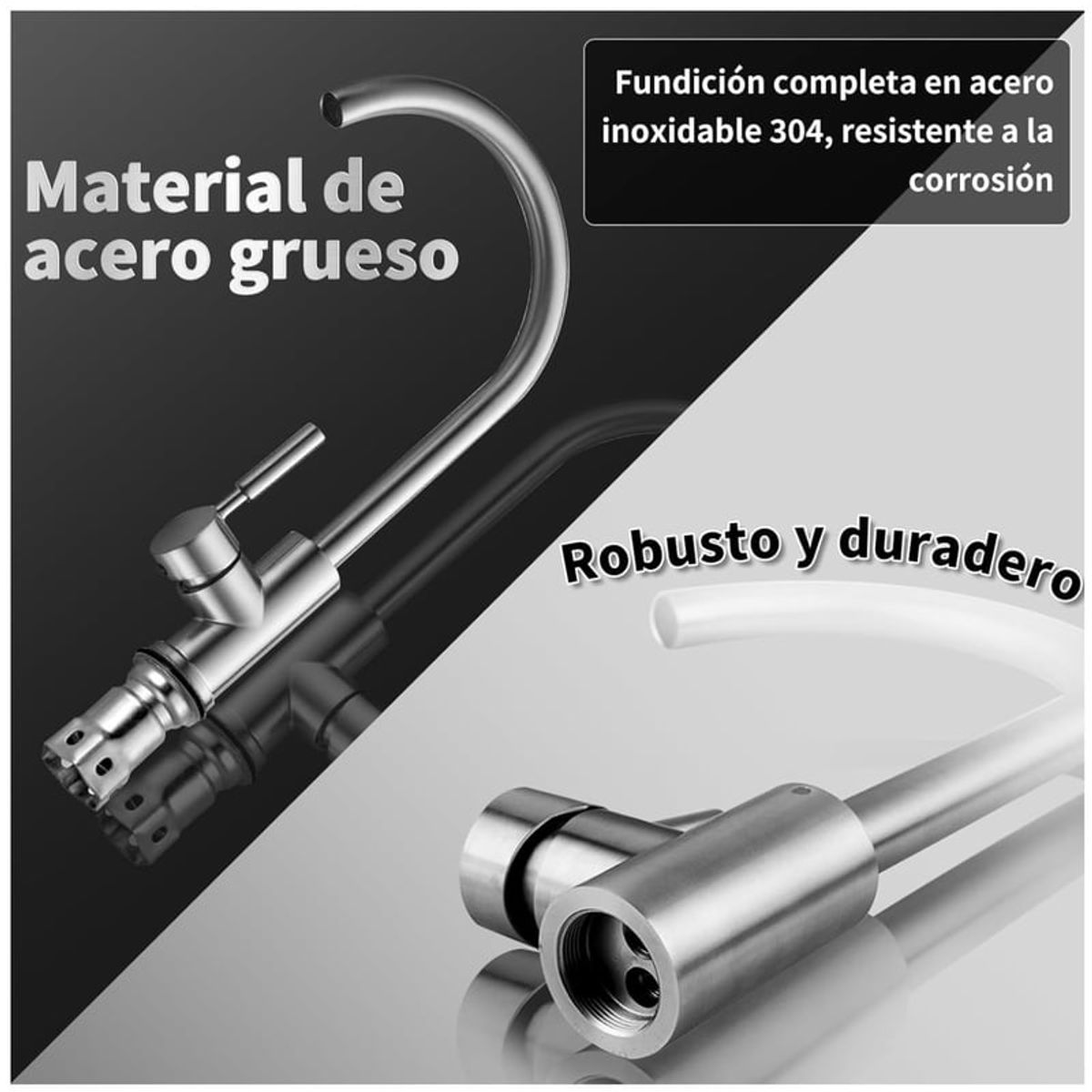 KUANGYE - Combo Lavaplatos Simple 68x45x20cm Acero Inoxidable Con Grifo