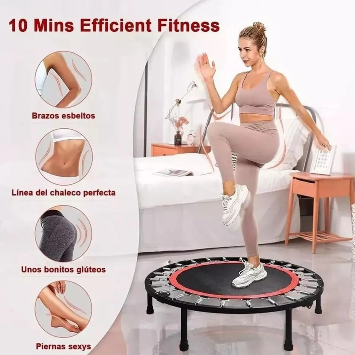 KUANGYE - Trampolín Home Fitness Plegable 100cm Cama Elástica Portátil