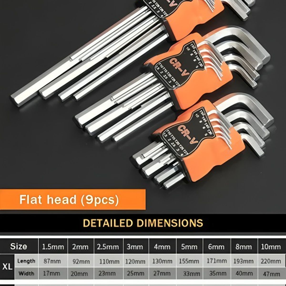 GENERICO - SET LLAVE ALLEN XINGTAI TOOL 9 PIEZAS