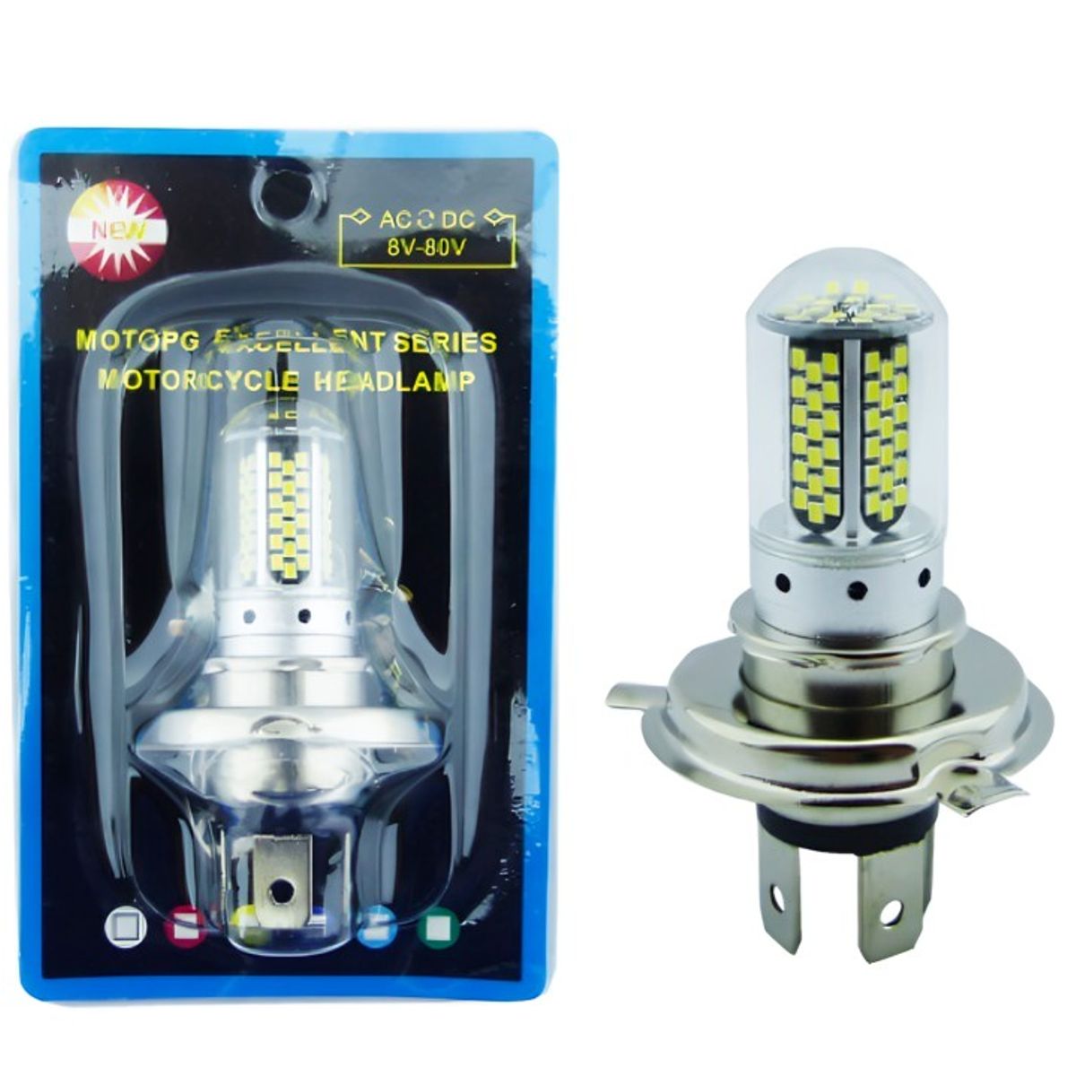 OEM - AMPOLLETA PARA MOTO H-4 NEW LUZ BLANCA 106 LED 20W 12 VOLT