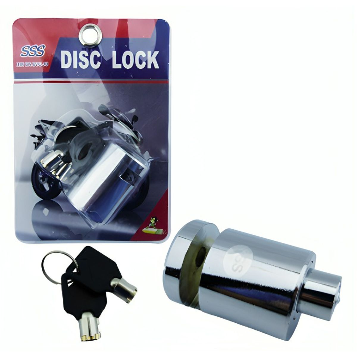 OEM - CANDADO PARA FRENO DISCO MINI REDONDO CROMADO CON 2 LLAVES