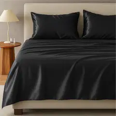 ROSEWOOD - Sabanas Satin Ultra Suaves Juego Completo - Negro - Super King