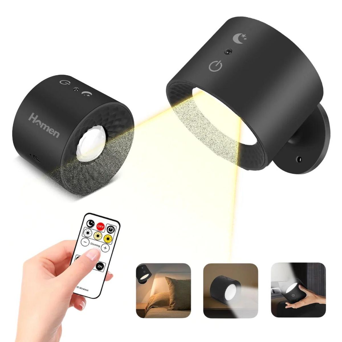 HOMEN - Lámpara De Pared Inalámbrica Batería Recargable Y Control