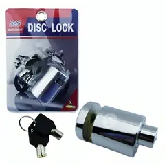 GENERICO - CANDADO PARA FRENO DISCO MINI REDONDO CROMADO CON 2 LLAVES
