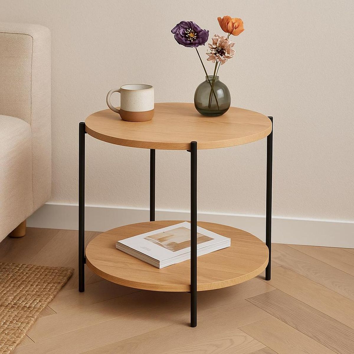 DAY - Mesa Lateral de Diseño Moderno en MDF y Metal DAY