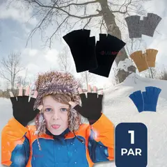 LINE - Guantes 16CM Medio Dedo Niños Lana Acrílica Acanalada colores surtidos