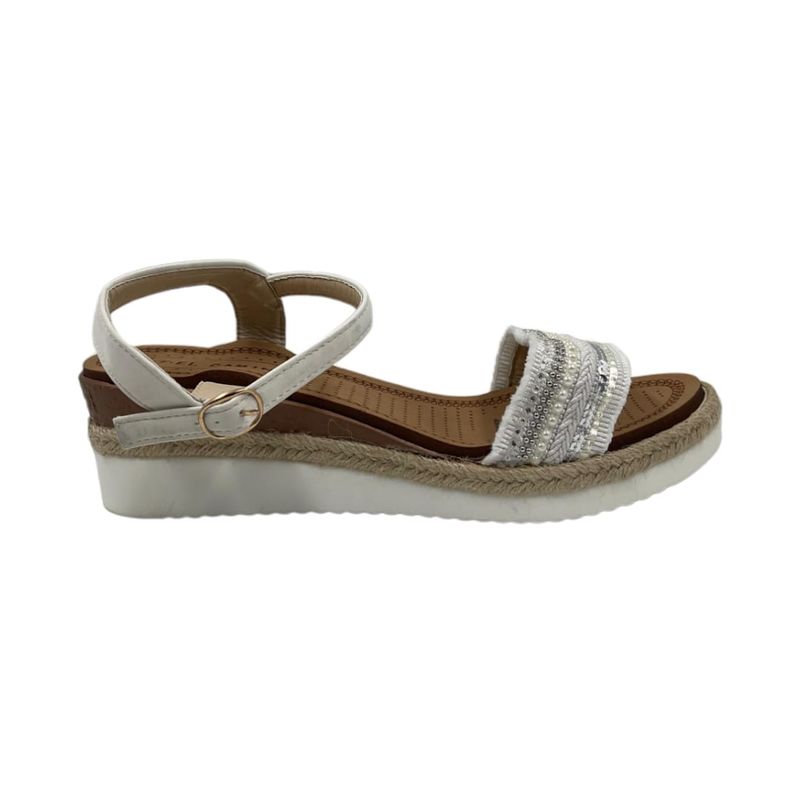HERIEL - Sandalia Blanca Flecos Plataforma