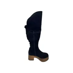 HERIEL - Bota Negra Plataforma Mujer