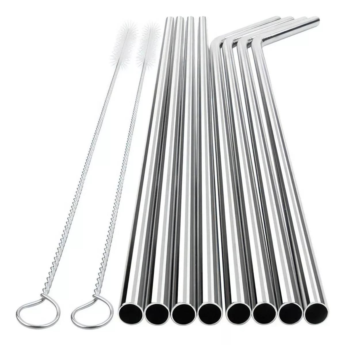 GENERICO - Set bombillas acero inoxidable 8 unidades + 2 cepillos