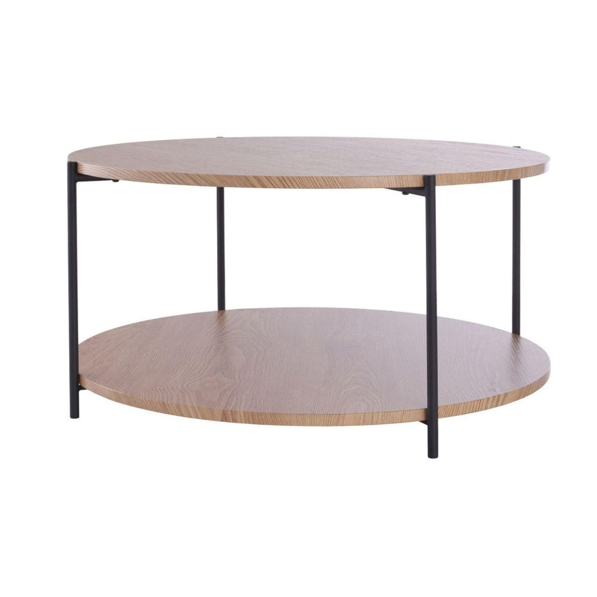 DAY - Mesa de Centro Redonda con Doble Cubierta MDF y Metal DAY