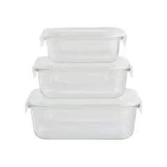 DAY - Set de 3 Contenedores de Vidrio Herméticos para Cocina