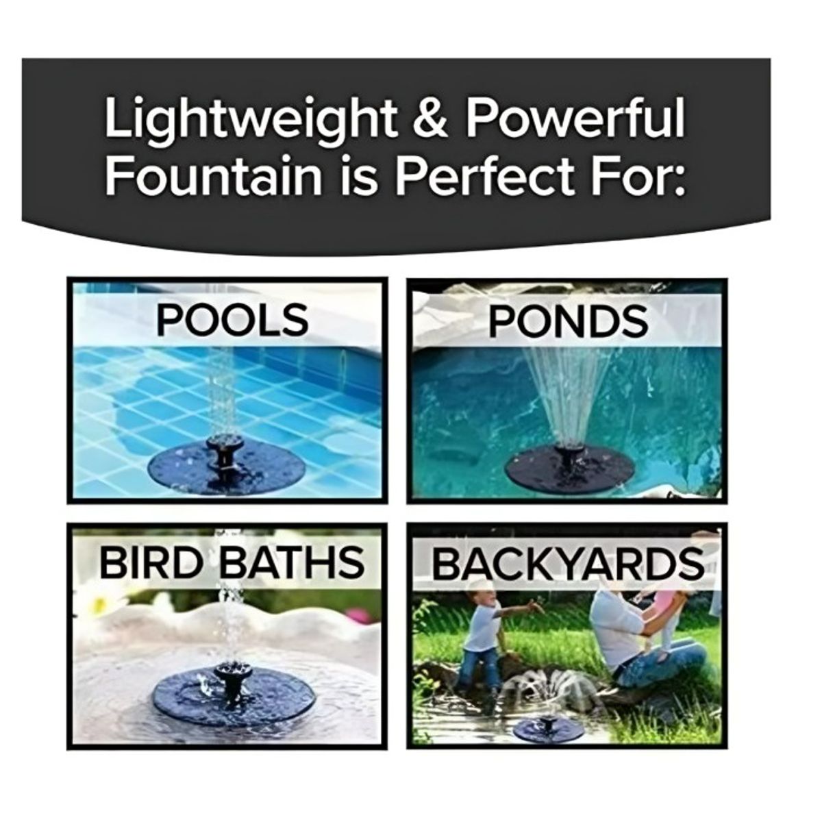 GENERICO - FUENTE DE AGUA SOLAR BOMBA RIEGO PISCINA ASPERSORES REGADERA