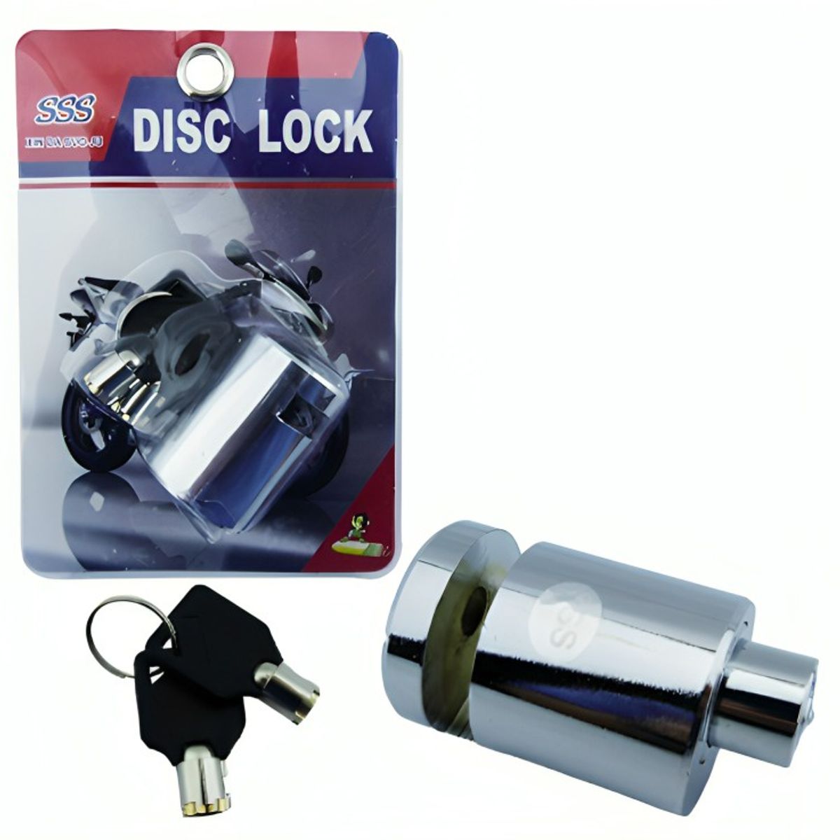 OEM - CANDADO PARA FRENO DISCO MINI REDONDO CROMADO CON 2 LLAVES