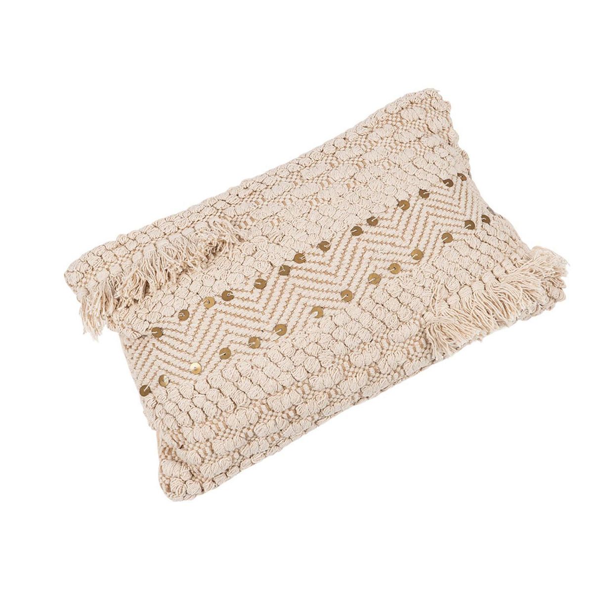 ATMOSPHERA - Cojín Decorativo con Lentejuelas y Flecos 30x50 cm Atmosphera