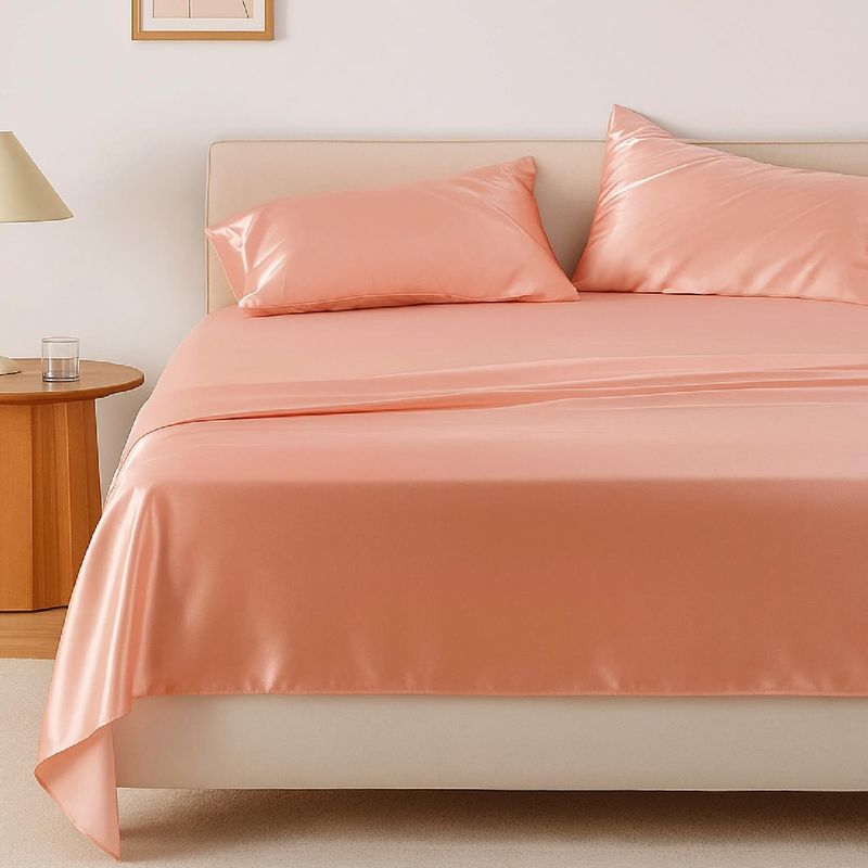 ROSEWOOD - Sabanas Satin Rosewood Ultra Suaves Juego Completo - Coral - 2 Plazas
