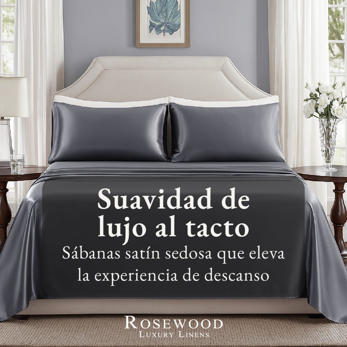 ROSEWOOD - Sabanas Satin Rosewood Ultra Suaves Juego Completo - 2 Plazas