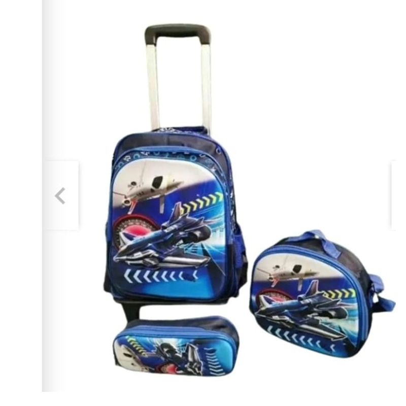 GENERICO - Pack 3 piezas mochila escolar, lonchera ...con ruedas niños