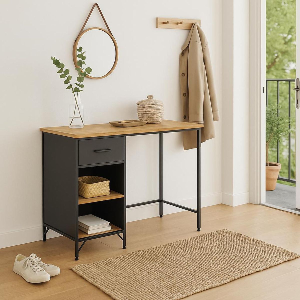 5FIVE - Escritorio Estilo Industrial con Cajón y Repisas 5Five