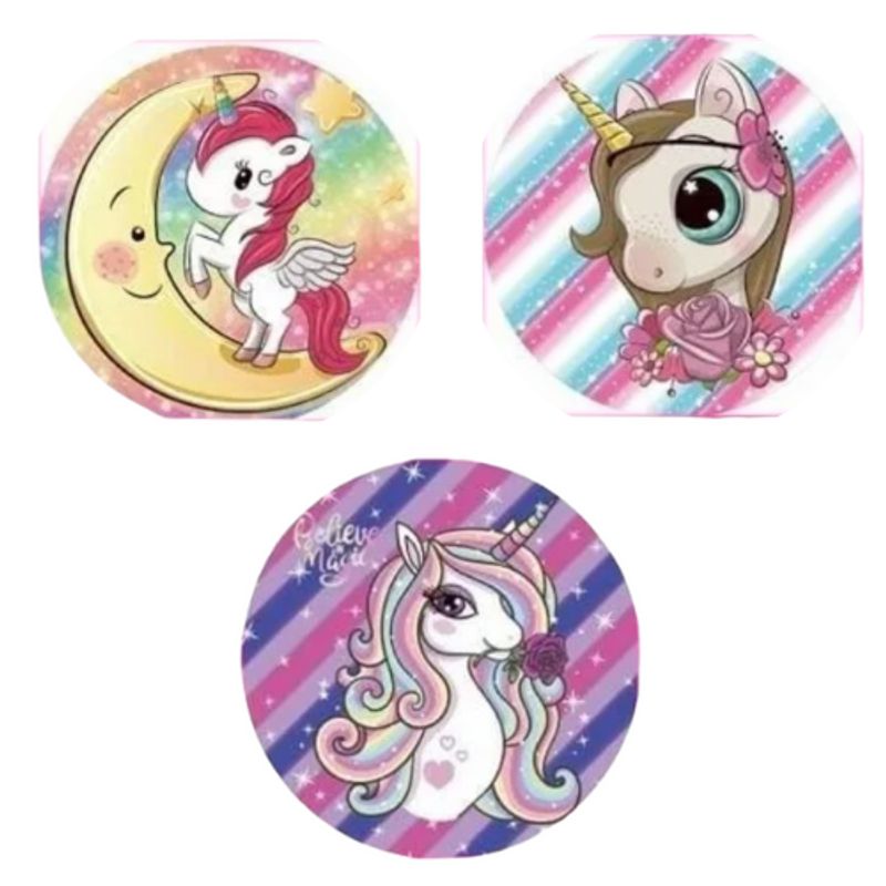 GENERICO - Pack de 3 toallas de playa redondas de unicornio con flecos