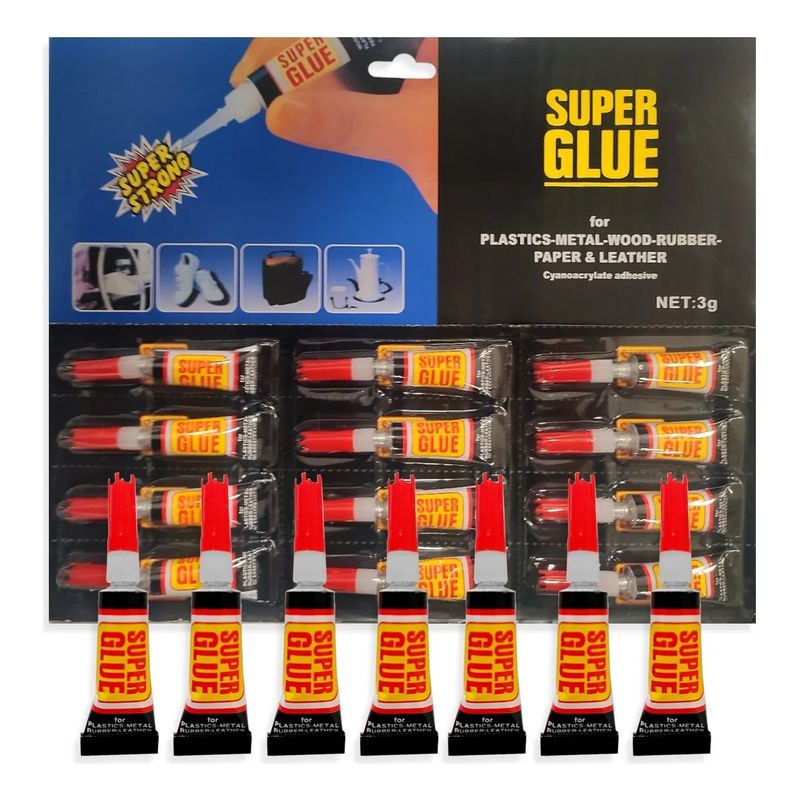 GENERICO - Pack 12 Super Pegamento 3gr Tipo Gotita Super Glue