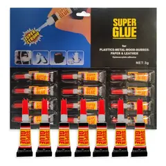 GENERICO - Pack 12 Super Pegamento 3gr Tipo Gotita Super Glue