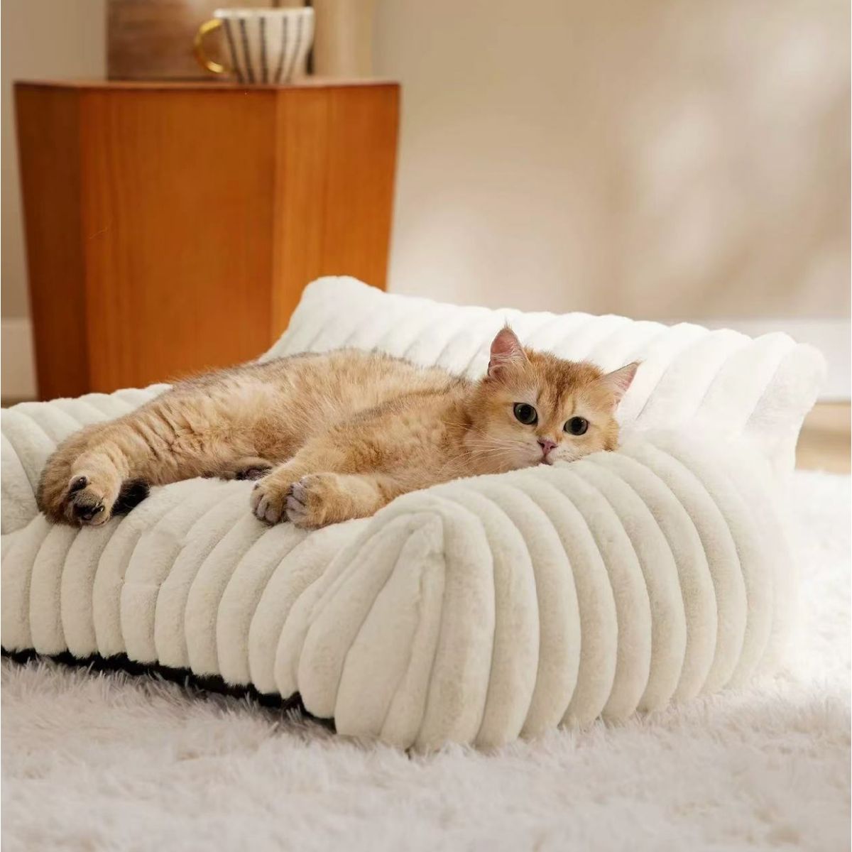 HOMER OUTDOOR - Cama  Para Gatos Y Perros Homer Outdoor Sofá Mediana Blanco