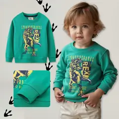 JUMP KIDS - Polerón Cuello Redondo Niño Verde Dinosaurio