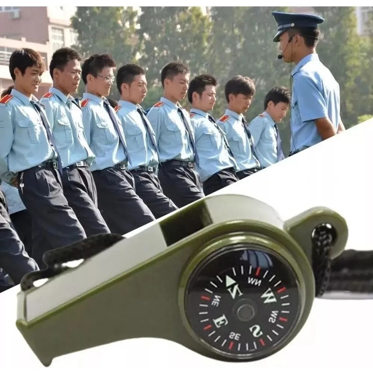 GENERICO - Silbato Supervivencia Brujula Militar Temperatura 3en1