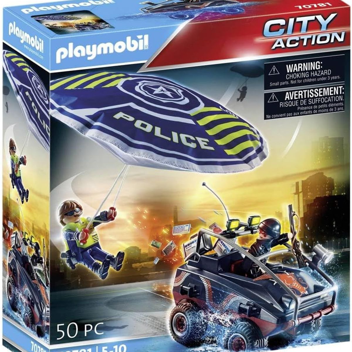 PLAYMOBIL - PLAYMOBIL Police Parachute with Amphibious Vehicle PM70781