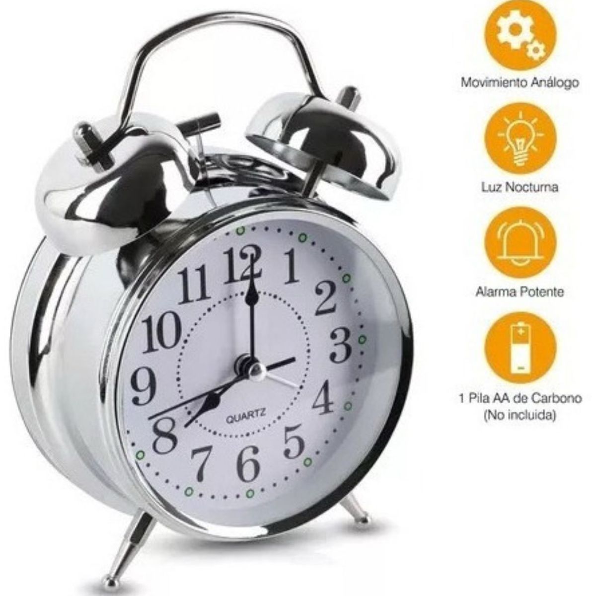 GENERICO - Despertador De Campana Doble De Metal Campana Grande